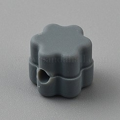 フラワーシリコンフォーカルビーズ  DIYの看護ネックレス用  グレー  11x10.5x10mm  穴：2.8mm&nbsp;SIL-TAC0008-10J