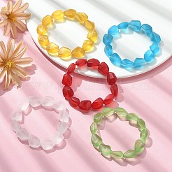 女性用の透明な曇りガラスビーズストレッチブレスレット  ミックスカラー  内径：2インチ（5.2cm）&nbsp;BJEW-JB09512