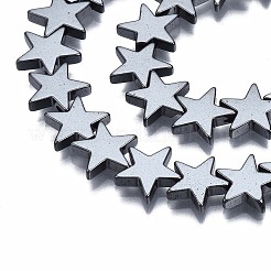 非磁性合成ヘマタイトビーズ連売り  グレードA  スター  ブラック  10x10x2.5mm  穴：0.9mm  約55個/連  16.14インチ（41cm）&nbsp;X-G-Q898-10mm
