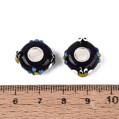 3D Lampwork & Brass Core European Beads&nbsp;LAMP-Q042-01B