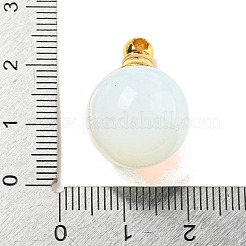 オパライト香水瓶ペンダント  304ステンレススチール製金具付き  ラウンド  25x16mm  穴：2mm&nbsp;G-K338-22G-09