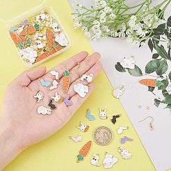 ウサギとニンジンのドロップイヤリングの作り方キット  合金エナメルペンダントを含む  アイアン製ピアスフック  真鍮製丸カン  ミックスカラー  ペンダント：60個/箱&nbsp;DIY-FH0004-08