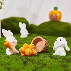 Resin Standing Rabbit Statue Bunny Sculpture Carrot Bonsai Figurine for Lawn Garden Table Home Decoration ( Mixed Color )&nbsp;JX086A