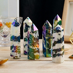 Point Tower Electroplate Natural Zebra Jasper Home Display Decoration&nbsp;PW-WG13327-02