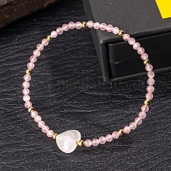 Natural Rose Quartz & Quartz Crystal Beads Stretch Bracelets for Women&nbsp;KL2694