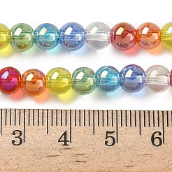 電気メッキ＆グラデーションカラーガラスビーズ連売り  ラウンド  ミックスカラー  6mm  穴：1.4mm  約63個/連  13.78''（35センチメートル）&nbsp;LAMP-M023-03-03