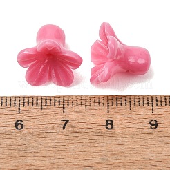 染色された合成珊瑚彫刻ビーズ  花  サクランボ色  12x14mm  穴：1.1mm&nbsp;GG-CBAE64B-01A-03