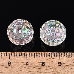 UVメッキ透明アクリルビーズ  虹色の  表面に凹凸のある丸い  透明  15.6x15mm  穴：3.2mm&nbsp;TACR-T028-55