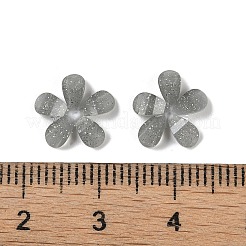 半透明エポキシ樹脂グリッターパウダーデコデンカボション  花  濃いグレー  10x10x2mm&nbsp;CRES-S367-14B