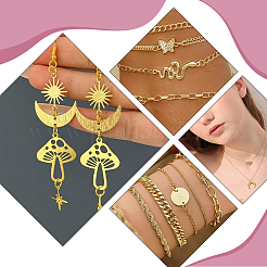 300Pcs 7 Styles Rack Plating Brass Open Jump Rings&nbsp;KK-BBC0027-30G