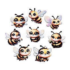 8Pcs UV Single Face Printed Wood Bees Pendant Decorations&nbsp;WOOD-N020-10