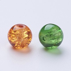 ベーキングペイント、クラックルガラスビーズ  クリスマスミックス  ラウンド  ミックスカラー  8~8.5x7.5~8mm  穴：1mm  約100個/袋&nbsp;DGLA-X0006-8mm-09