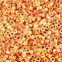 不透明なピカソシリンダーガラスビーズ  丸い穴  ダークオレンジ  2.5x1.5mm  穴：1.2~1.4mm  約30000個/ポンド&nbsp;SEED-Q039-06A-01