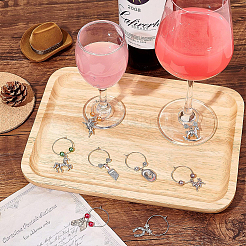 24Pcs 8 Styles Horseshoe & Brush & Horse & Hat Alloy Wine Glass Charms with Acrylic Pearl&nbsp;AJEW-BC0003-14
