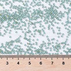 MIYUKIラウンドロカイユビーズ  日本製シードビーズ  （rr3743)ファンシーライニングアクアグリーン  15/0  1.5mm  穴：0.7mm  約27777個/50g&nbsp;SEED-X0056-RR3743