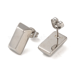 変色しない304ステンレススチールスタッドピアス  長方形  ステンレス鋼色  12.5x7mm  12個/セット。&nbsp;EJEW-C099-06P