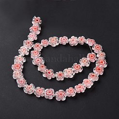 手作りミッレフィオーリガラスビーズ連売り  花  レッド  10~12x2.6mm  穴：1mm  約40個/連  15'（38センチメートル）&nbsp;LAMP-J035-10mm-54