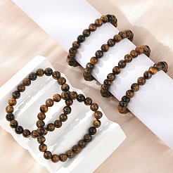 天然石タイガーアイビーズストレッチブレスレット  2インチ（5.2cm）&nbsp;X-BJEW-F203-04