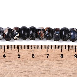 染色合成インペリアルジャスパービーズ連売り  ロンデル  ブラック  10x6mm  穴：1.5mm  約68個/連  15.75''（40センチメートル）&nbsp;G-P529-E01-A07