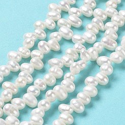 天然養殖淡水パールビーズ連売り  グレード5 A  ライス  貝殻色  7~8x4~5mm  穴：0.5mm  約70個/連  13.66''（34.7センチメートル）&nbsp;PEAR-J007-85