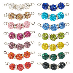 14Pcs 14 Colors Polymer Clay Rhinestone Ball Connector Charms&nbsp;PALLOY-TAC0145