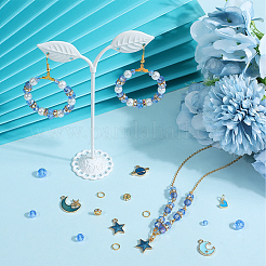 DIYガラスビーズと合金エナメルチャームブレスレット作りキット  ブルー  4x3mm  穴：0.4mm&nbsp;DIY-SP0001-57B