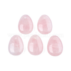 天然石ローズクォーツペンダント  大きな穴のペンダント  ティアドロップチャーム  35x25x11.5mm  穴：4mm&nbsp;G-N0325-15D
