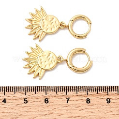 304ステンレススチールフープピアス  ゴールドカラー  ファン  32~34x18.5mm&nbsp;EJEW-P329-01A-G