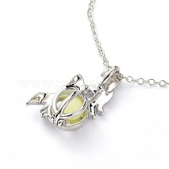Luminous Alloy Locket Pendant Necklaces&nbsp;NJEW-F284-06B