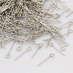 変色しにくい201ステンレススチール製アイピン  ステンレス鋼色  30mm  穴：2mm  ピン：0.6mm&nbsp;STAS-N017-01-0.6x30mm
