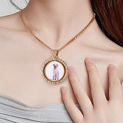 27個のDIYフラットラウンドラインストーンペンダント作成キット  クリスタルラインストーンを使用したアロイペンダントカボションセッティングを含む  クリアガラスカボション  ミックスカラー  フラットラウンドセッティング：9個/セット&nbsp;DIY-SZ0006-48