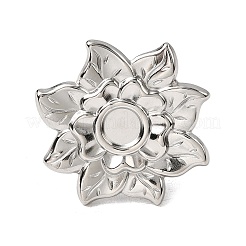 調整可能な304ステンレス鋼オープンカフリング部品  ベゼルカップリングのセッティング  花  変色しない  ステンレス鋼色  トレイ：6mm  内径：18mm  花：27.5x28.5mm&nbsp;STAS-P403-01B-P