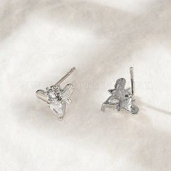 Brass Micro Pave Clear Cubic Zirconia Stud Earrings&nbsp;EJEW-R016-26P-11