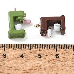 エナメルペンダントと合金  コーヒーマシンのチャーム  ゴールドカラー  ミックスカラー  18x8x13mm  穴：1.5mm&nbsp;AL-CBA95BC-02G-A