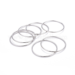 女性用201ステンレススチールプレーンバングルセット7個  ステンレス鋼色  2-1/2インチ（6.5cm）&nbsp;BJEW-L664-022B-P02