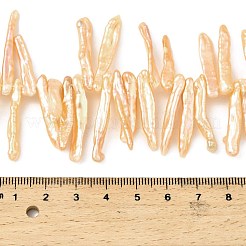 天然バロックケシパールビーズ連売り  養殖淡水パール  トップ掘削  スティック  グレード8a++  桃パフ  14~36x2.5~7x2.5~7mm  穴：0.5mm  約82~99個/連  14.96~15.35''（38~39センチメートル）&nbsp;PEAR-B004-02A-02B