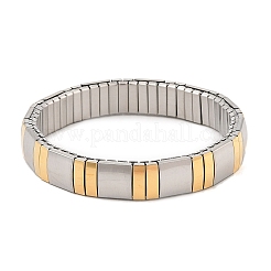 304ステンレススチールストレッチブレスレット  女性用幅広バンドブレスレット  18KGP本金メッキ  長方形  3/8インチ（0.95cm）  内径：2インチ（5.15cm）&nbsp;BJEW-U015-03G-02