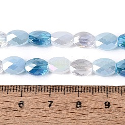 Electroplate Imitation Jade & Opaque & Transparent Glass Beads Strands&nbsp;EGLA-Q135-6x8MM-01F