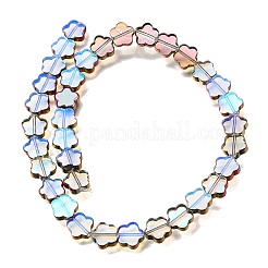 電気メッキ透明ガラスビーズ連売り  花  カラフル  11.5x12x4mm  穴：0.8mm  約35個/連  15.94''（40.5センチメートル）&nbsp;GL-CBA98F0-07C