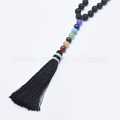 Nylon Tassel Pendant Necklace&nbsp;NJEW-E471-01C