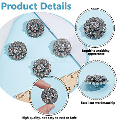 4穴合金ガラスシャンクボタン1個  花  アンティークシルバー  25x14mm  穴：2.4mm&nbsp;FIND-DR0002-01AS