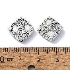 チベット風合金ビーズ  バラの花のひし形  アンティークシルバー  14x14.5x5mm  穴：1.6mm  約217個/500g&nbsp;TIBEB-F065-04AS