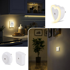 3個 3スタイル ABSプラスチック センサーLEDナイトライト  ホワイト  混合図形  61.5~66.5x38.5~47.5mm  1個/スタイル&nbsp;AJEW-TA0003-03