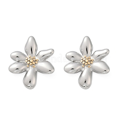 304ステンレススチールスタッドピアス  ツートンカラーの花  ゴールデン·ステンレス鋼色  30x25mm&nbsp;EJEW-S265-08GP