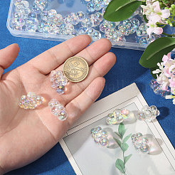 50 個の UV メッキ透明アクリルビーズ  紫外線反応性虹彩  雲  透明  18x25x13mm  穴：2.5mm&nbsp;OACR-GO0001-07