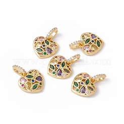 Rack Plating Brass Micro Pave Colorful Cubic Zirconia Pendants&nbsp;ZIRC-C040-16G