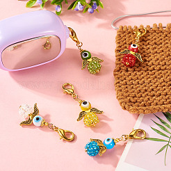 5Pcs 5 Colors Angel Glass Seed Bead Pendant Decorations&nbsp;HJEW-TA0001-31