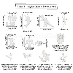 22Pcs 11 Style 201 Stainless Steel Charms&nbsp;STAS-UN0023-63