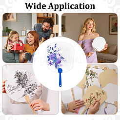 紙製の手持ち扇風機  空白の絵画ファン  子供のための diy 工芸品  ホワイト  完成品：290x182x4.5mm&nbsp;DIY-WH0128-26