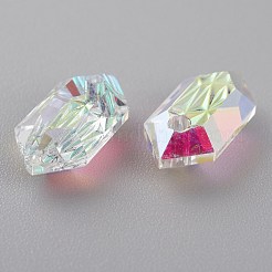 エンボスガラスラインストーンペンダント  双円錐形  多面カット  クリスタルのきらめき  13x6.5x4mm  穴：1.5mm&nbsp;GLAA-J101-02A-00SI